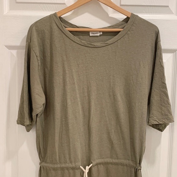 Filippa K Linen Olive Green Tee Shirt Dress - Picture 3 of 13